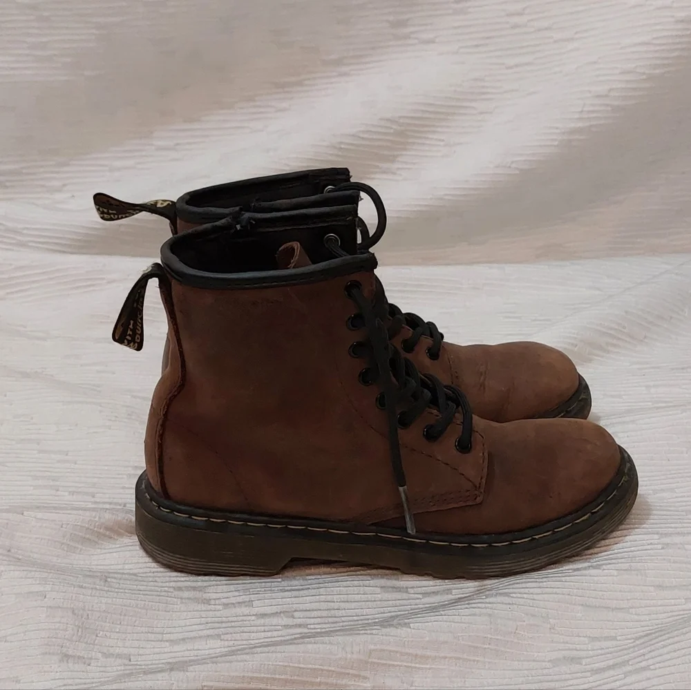Dr. Martens Brown Kids Lace-Up Combat Boots Size 2